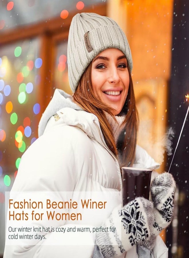 SENPUKI Womens Winter Knitted Beanie Hat 3PCS,Warm Knit Fashionable Caps,Womens Beanie for Fall Cold Weather Color1 - Image 3